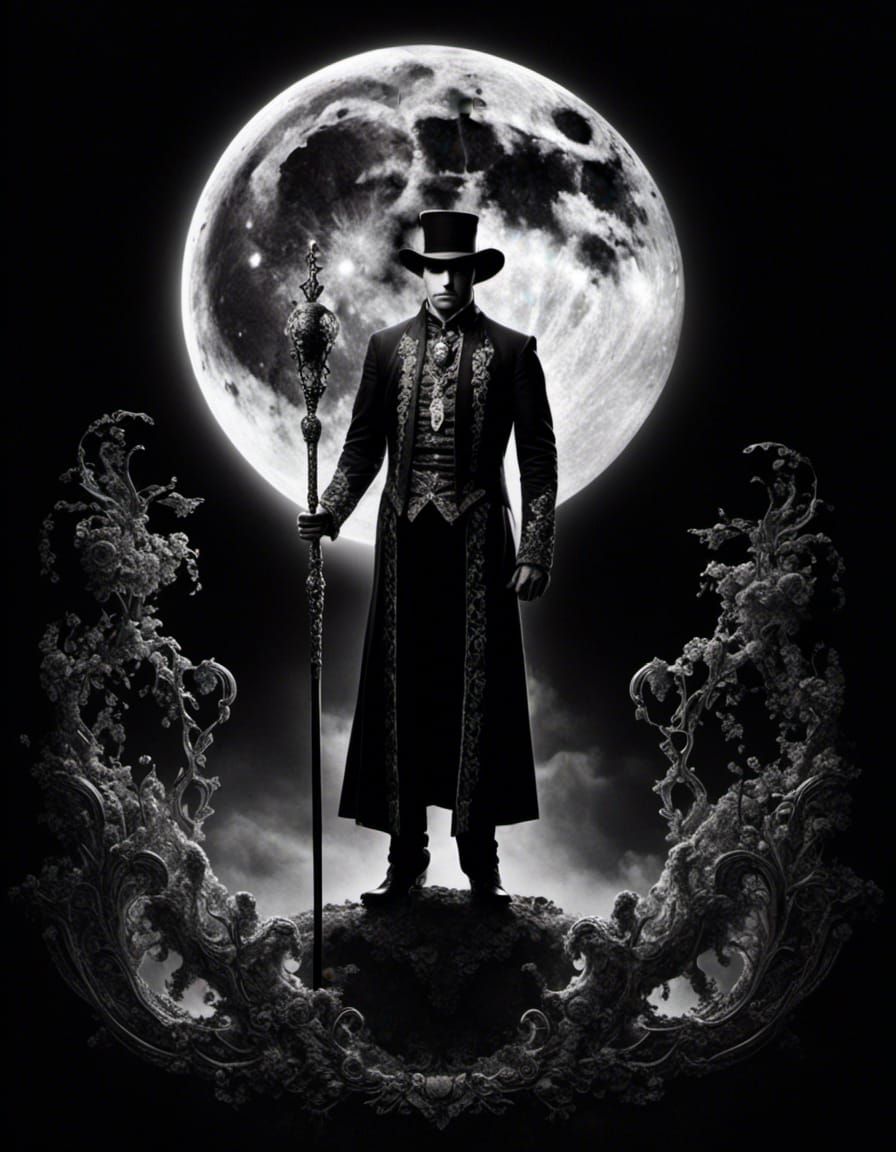 <lora:Negative Glow:1.0> negative light black and white black backdrop glow haunted victorian man full length portrait holding staff tattoo...