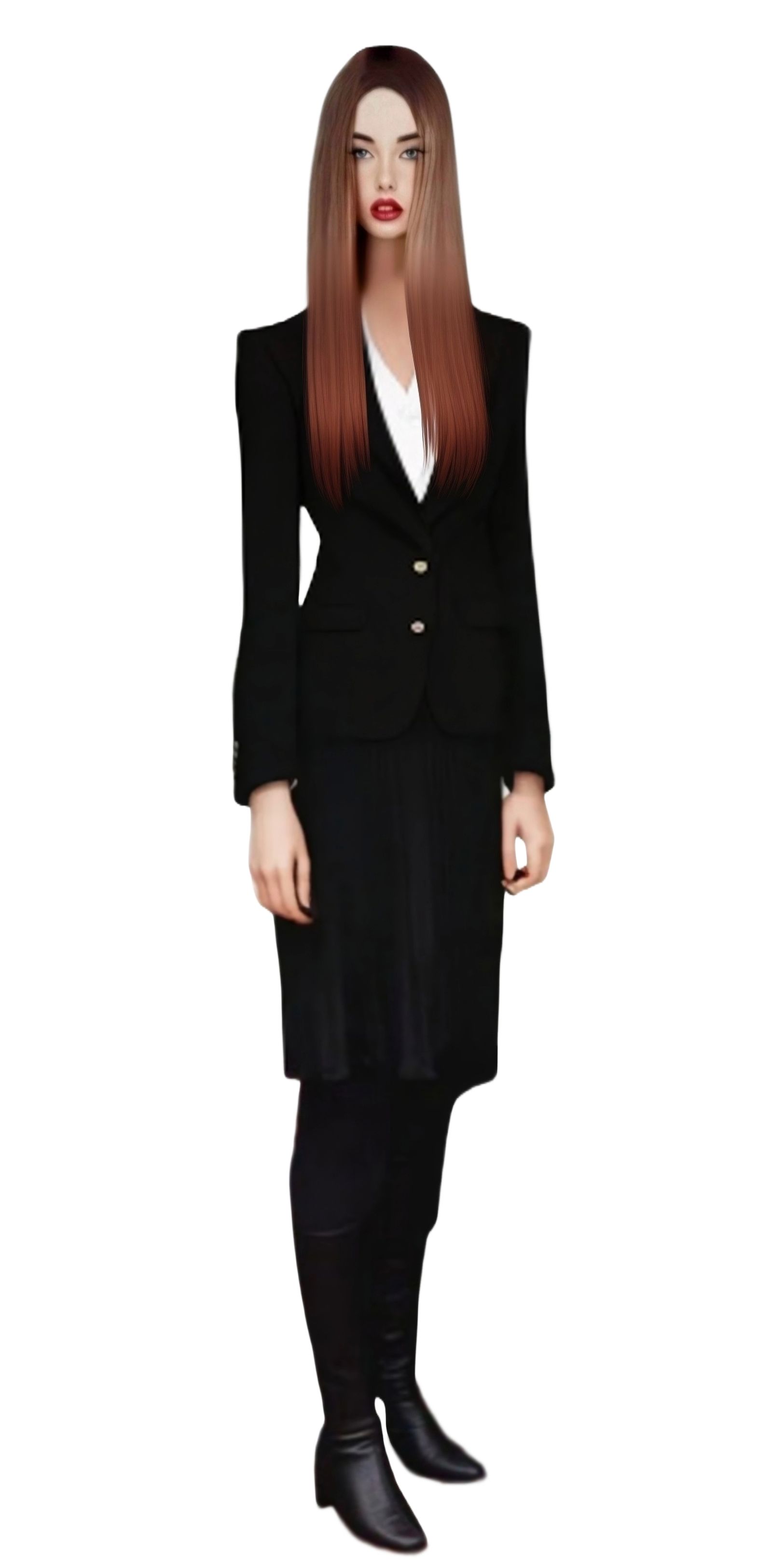 18 year old female with long straight brunette hairstyle, in...