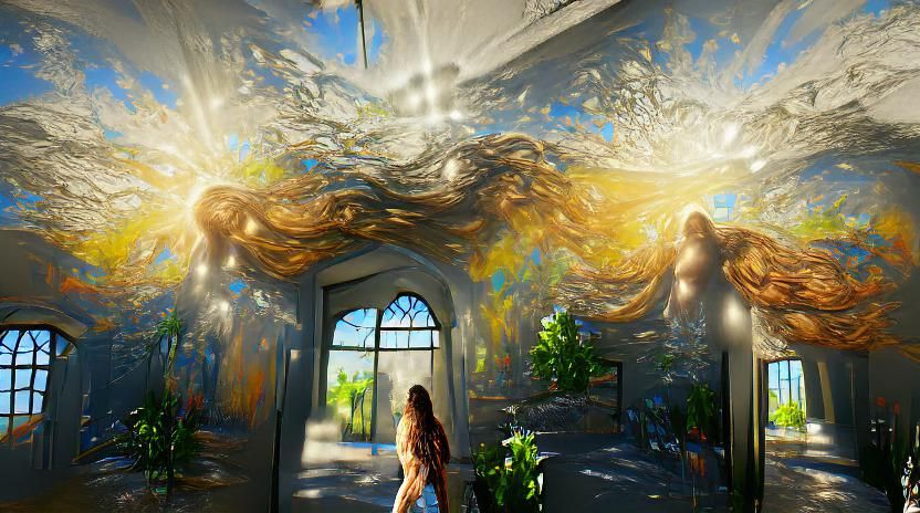 Standing in the doorway of forever, she let her hair flow li...
