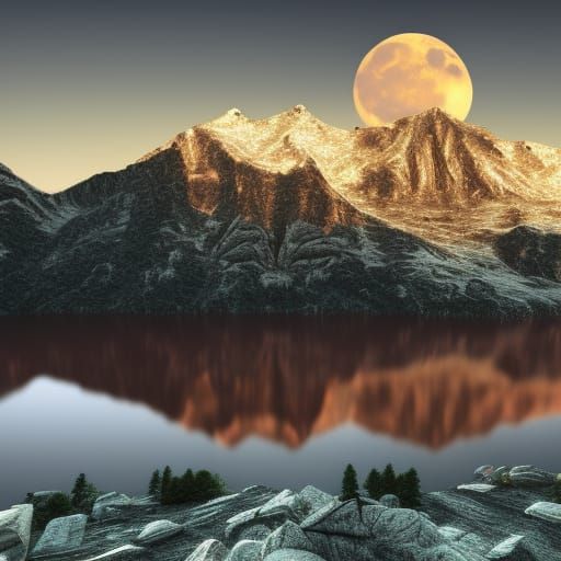 Moon with the Mountains - AI Generated Artwork - NightCafe Creator