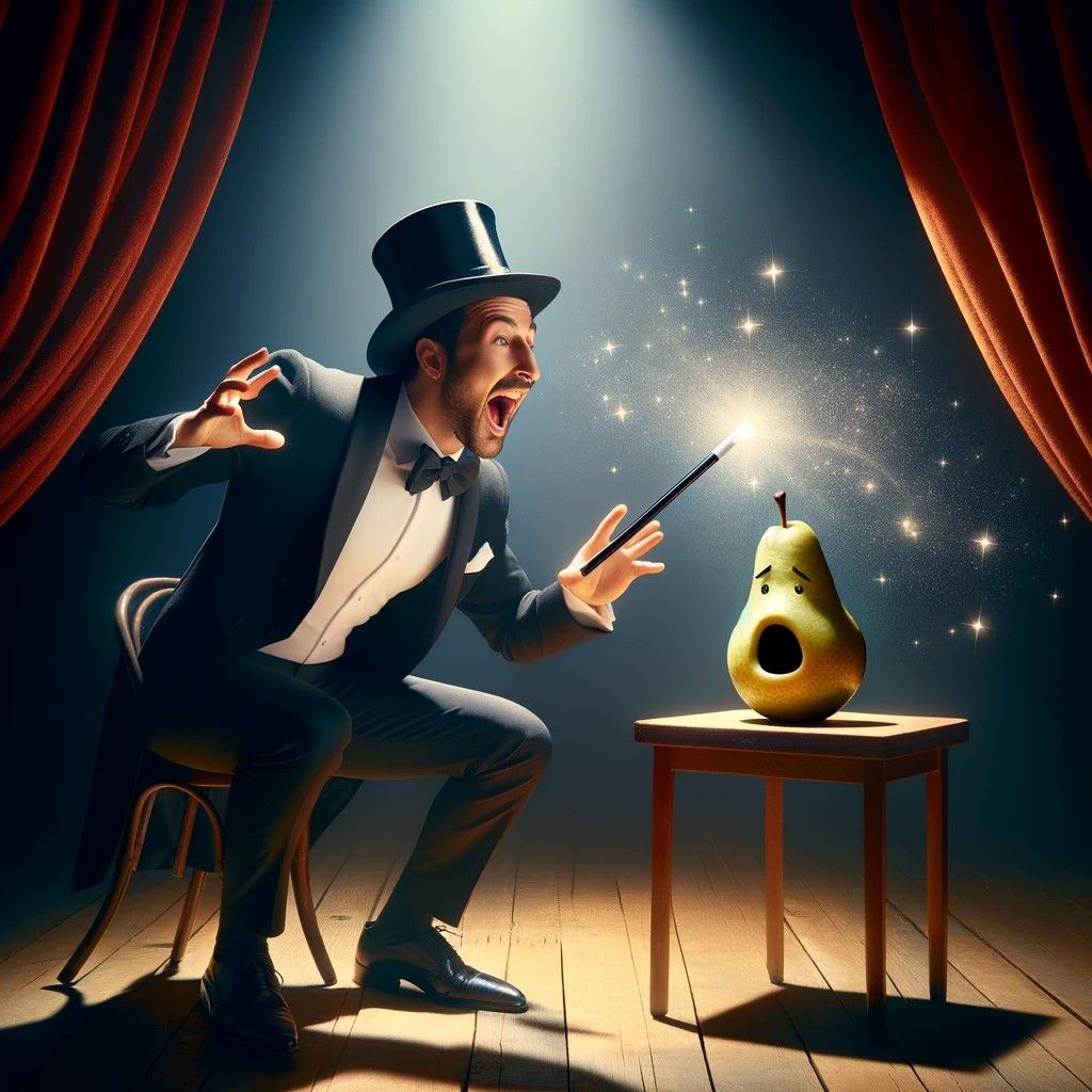 Magician: "I will now diss-a-pear...*Drumroll* ..."you aren't juicy and you taste bad!"