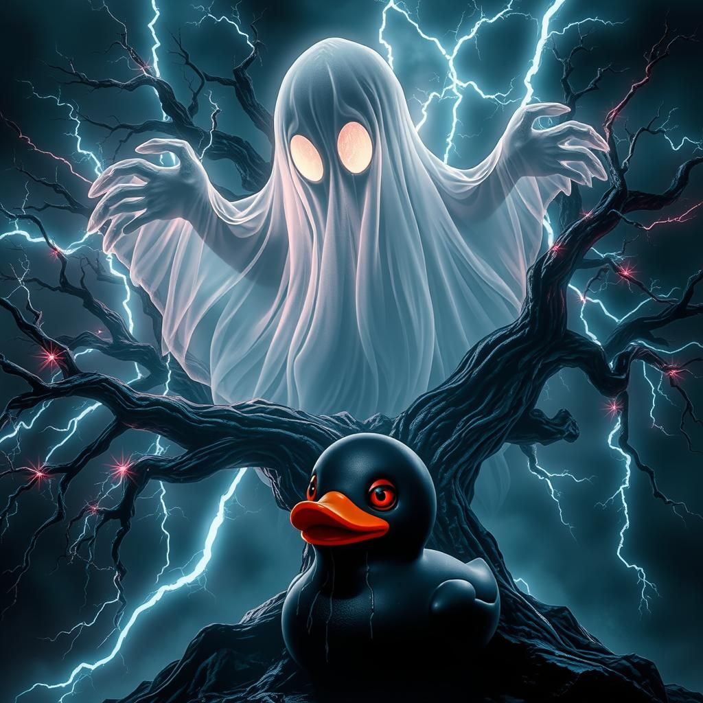 Terrifying Ghost and Bioluminescent Tree in Surreal Fantasy ...