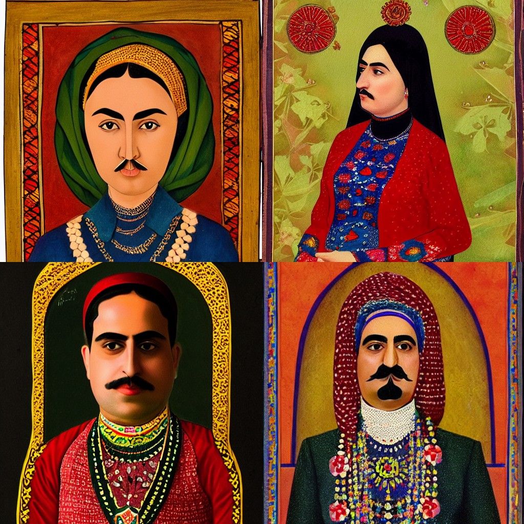 A portrait in the style of Qajar art