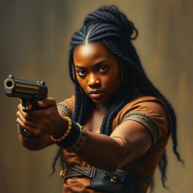 BLACK FEMALE GUNSLINGER.