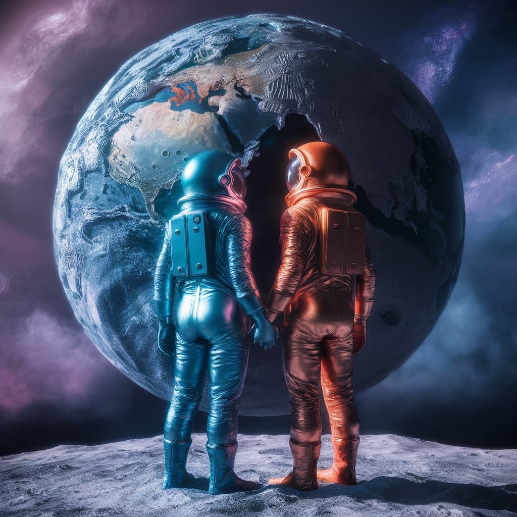Two astronauts standing side by side.