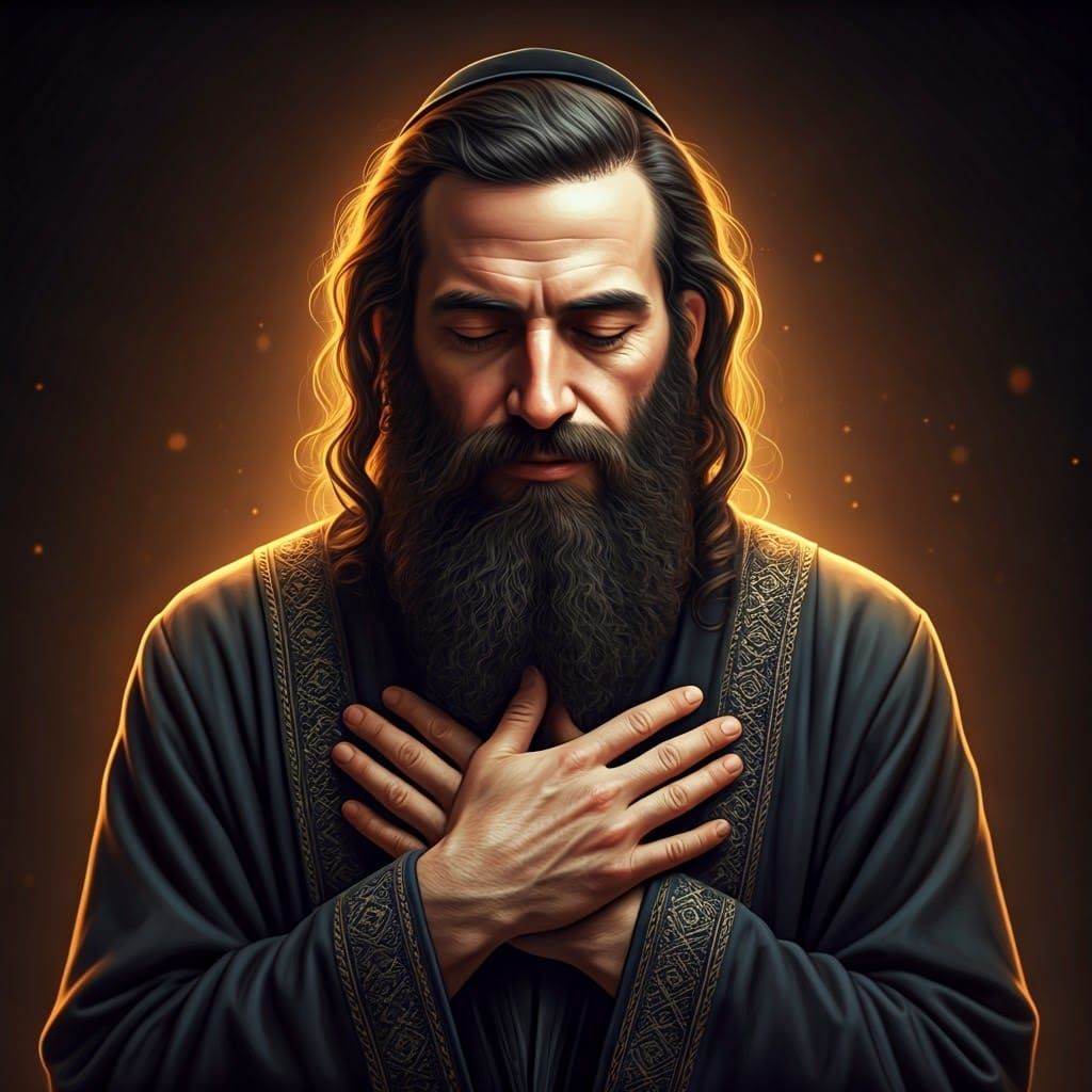 Serene Hasidic Man in Spiritual Contemplation