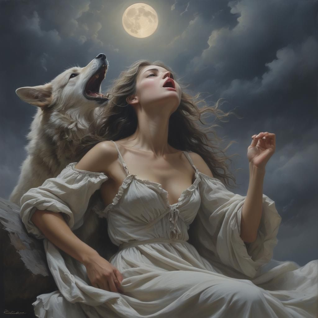 Howling at the moon.