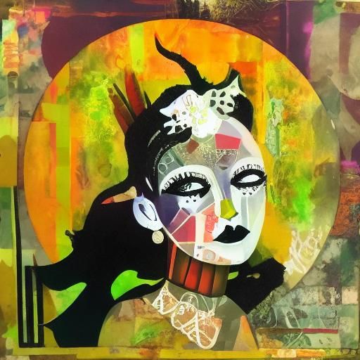 Gothic Mixed Media Collage of Woman's Beauty