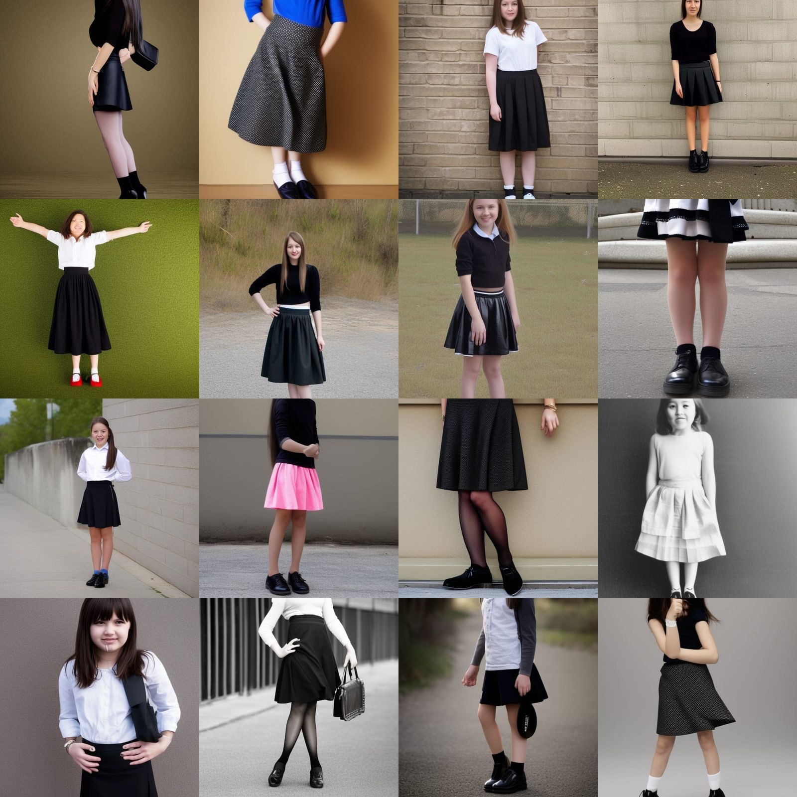 one girl with skirt, with black shoes - AI Generated Artwork