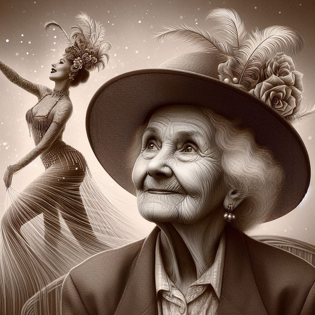 En elderly lady remembers her time as a dancer