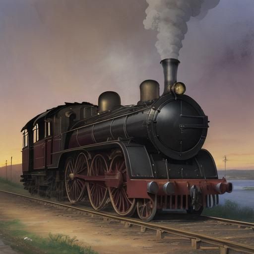 Burgundy coloured Steam locomotive