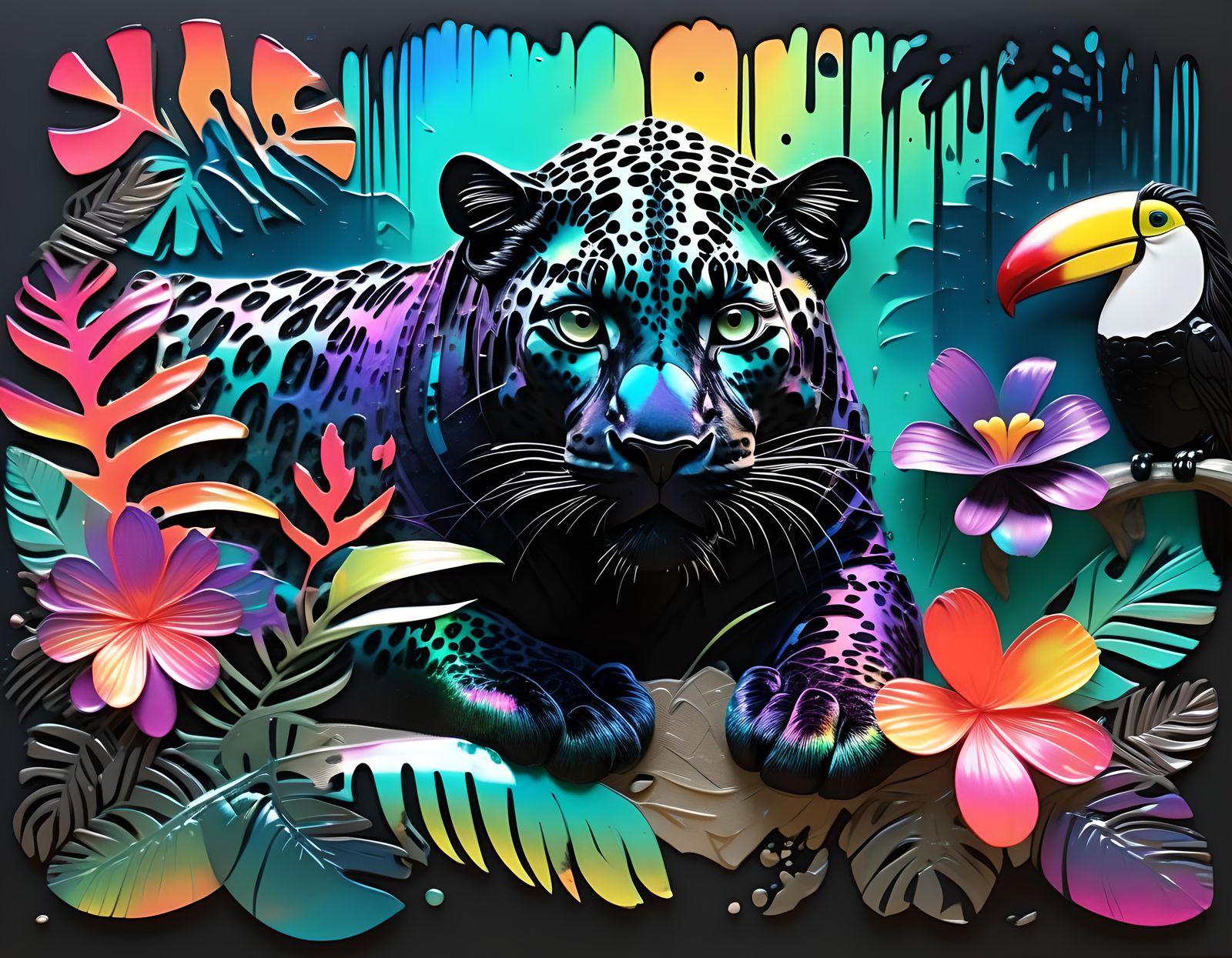 Rainforest's Black Panther & Toucan. - AI Generated Artwork - NightCafe ...