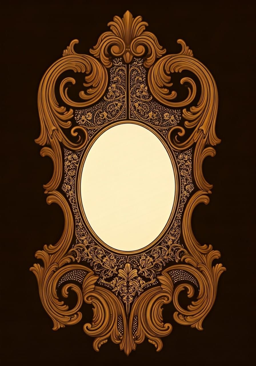 Ornate Baroque-Style Violin-Shaped Frame with Elegant Curves...