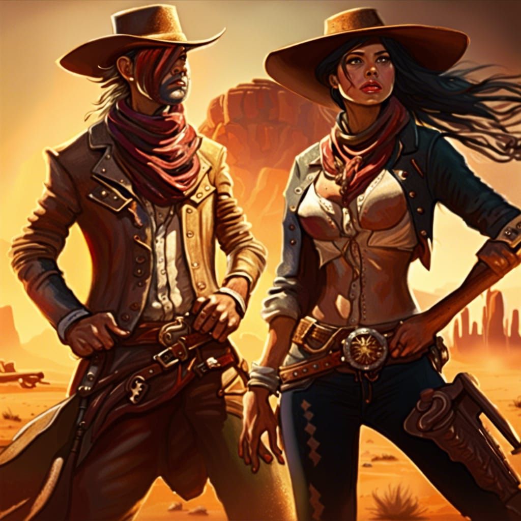 A brave cowboy and cowgirl - AI Generated Artwork - NightCafe Creator