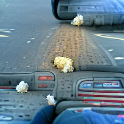 smushed popcorn on the road