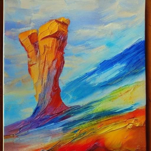 Desert Canyon Loess Grotto Mural in Expressionist Style