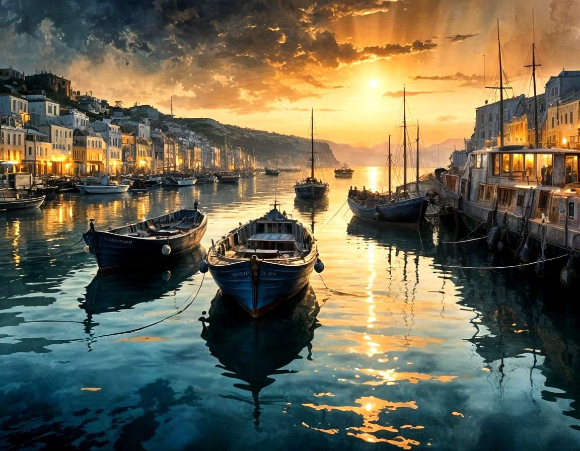 Greek Harbour at Dusk  by @MelanieL