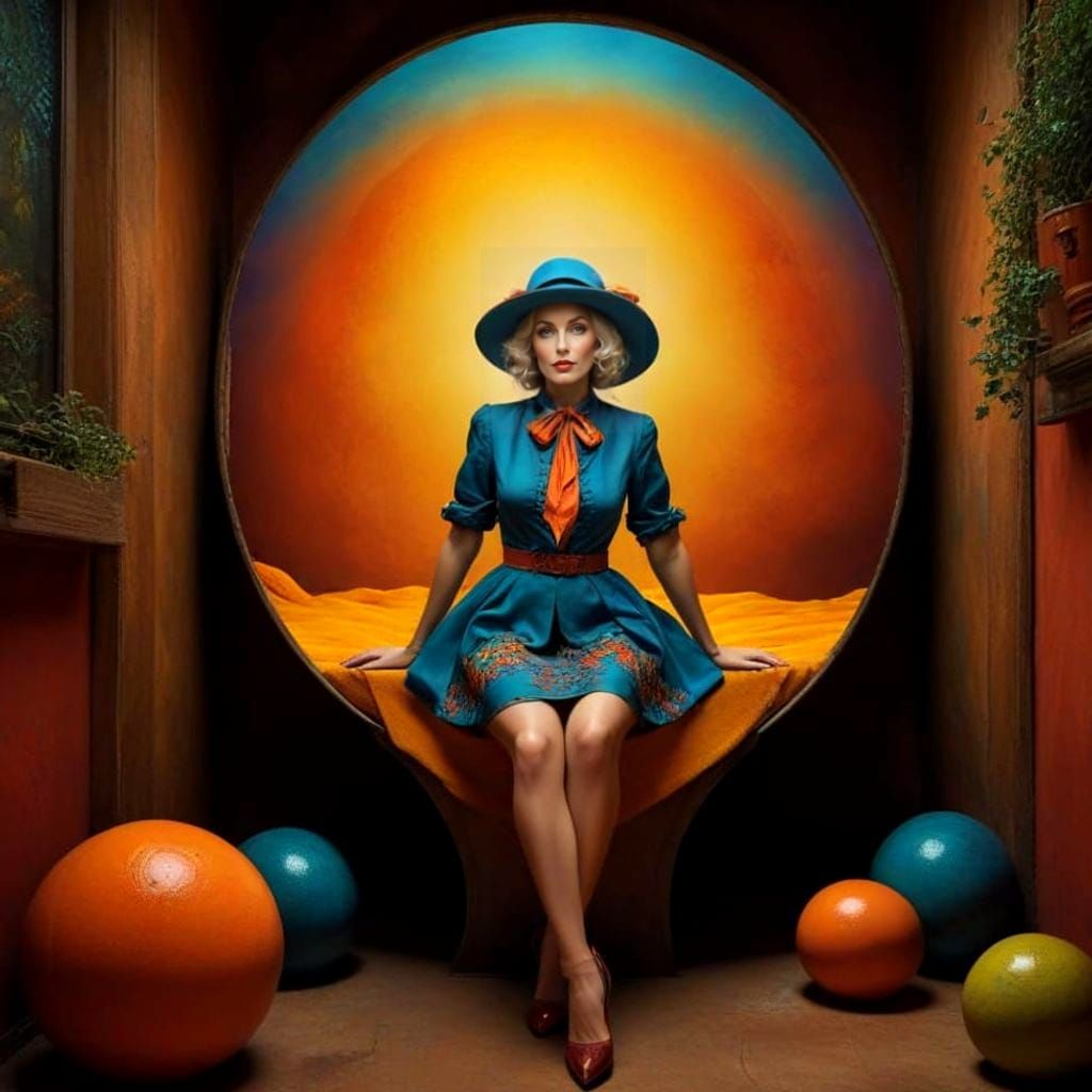 Elegant Lady in Vibrant Surreal Landscape