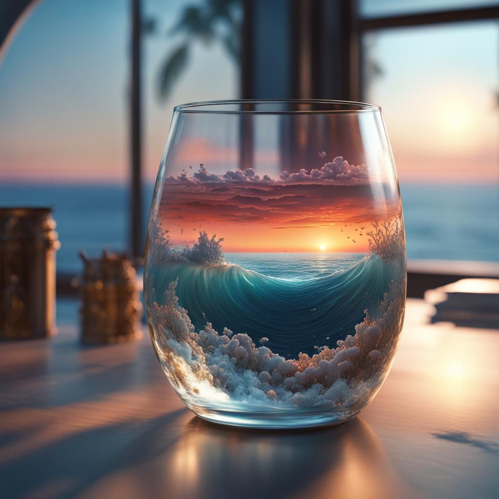 Sunrise Ocean in Glass: Fantasy Concept Art