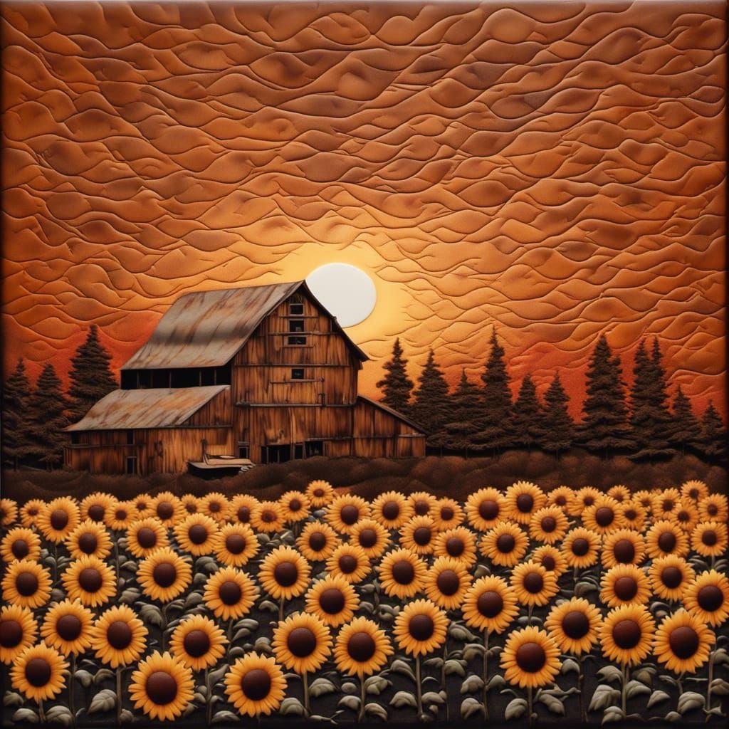 <lora:Leather Rinse Repeat:0.0>hyperrealism, (etched leather art:1.8), image made entirely from leather, a field of (leather sunflowers:1.8)...