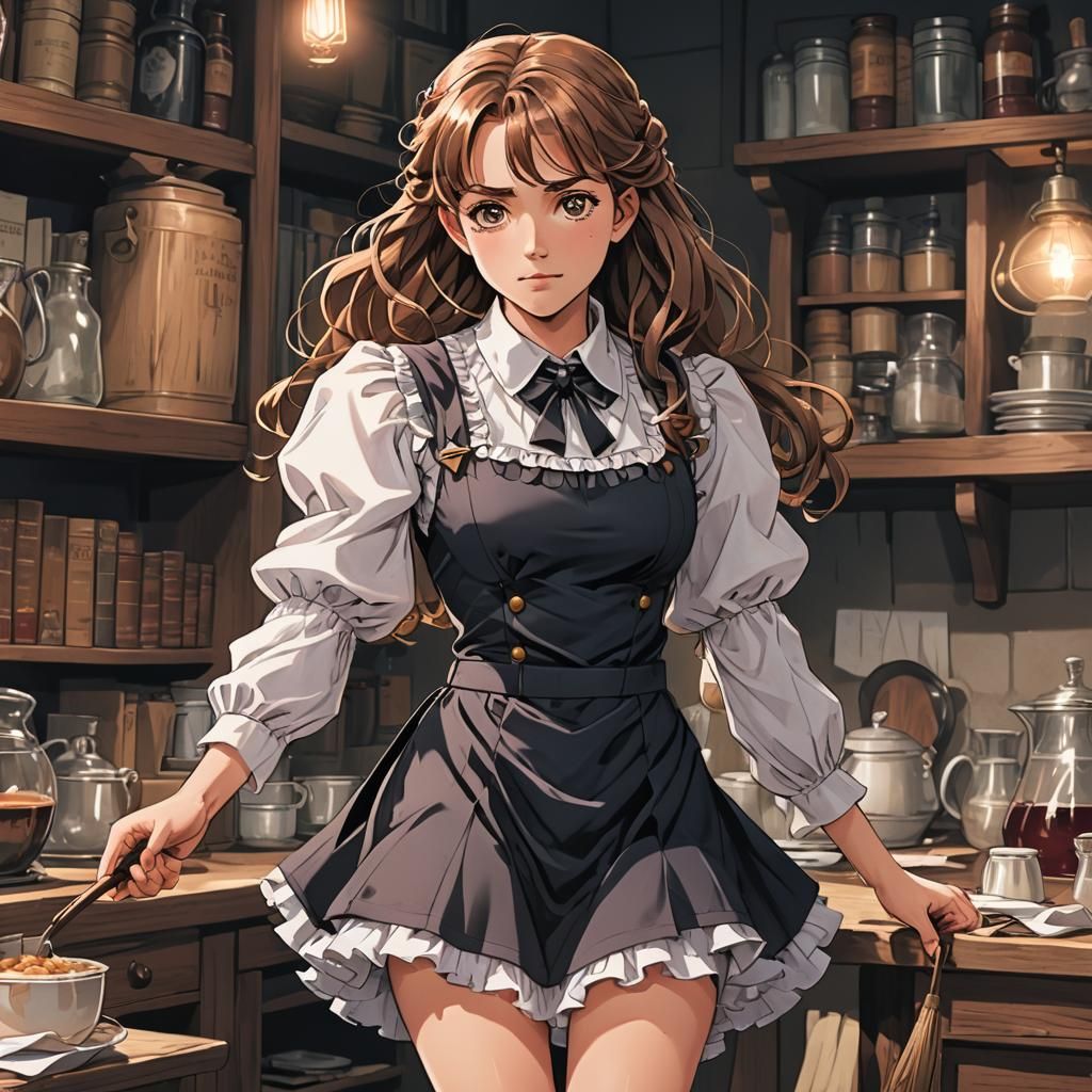 Hermione Granger in a maid outfit - AI Generated Artwork - NightCafe ...