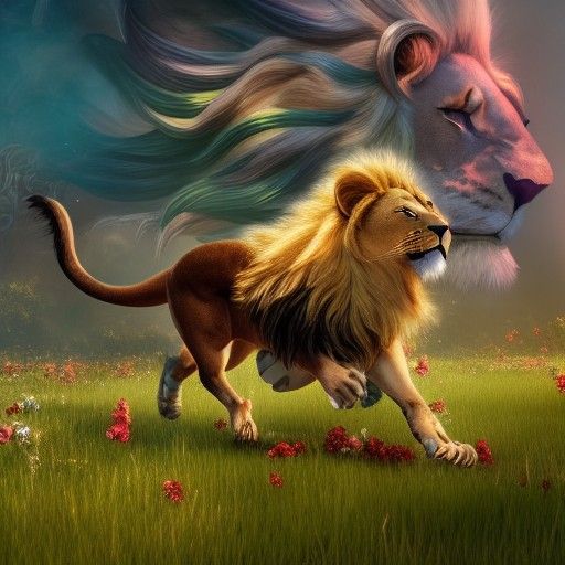 lions running