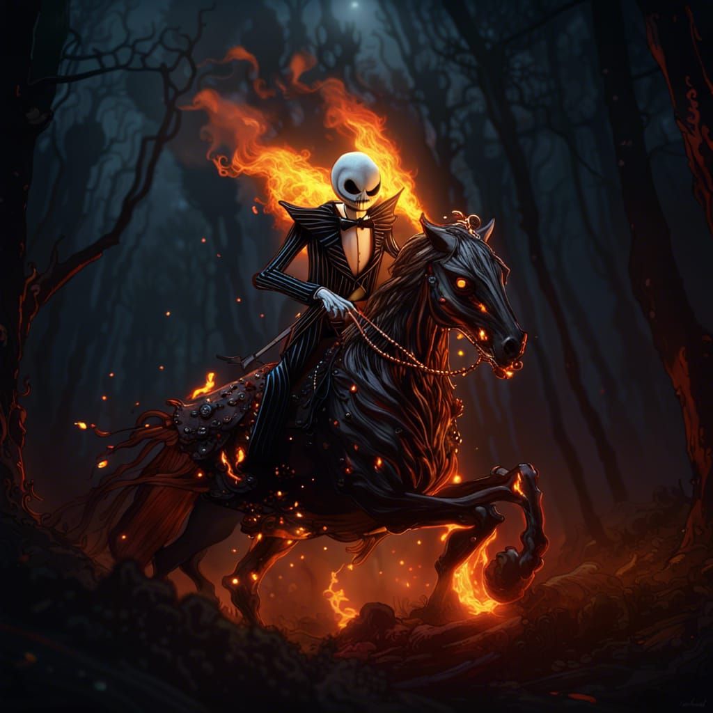 Jack Skellington, Ghost Rider of Halloween Town  by @undefined