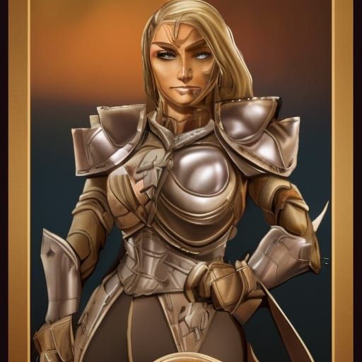 She is standing over a villain collecting there armor to wea...