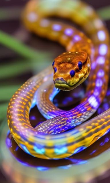 coiled bioluminescent translucent snake - AI Generated Artwork ...