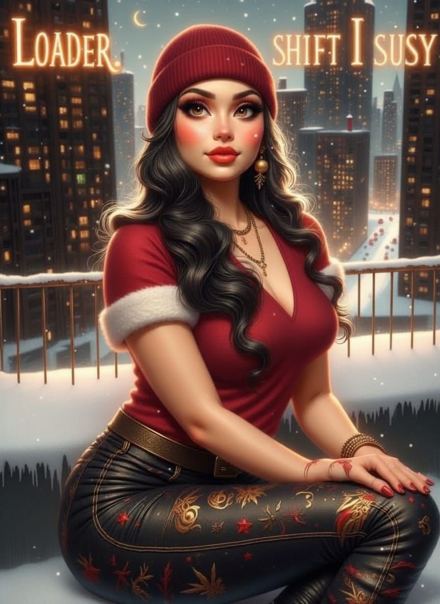 Bratz Glam Woman on Rooftop Overlooking City at Night