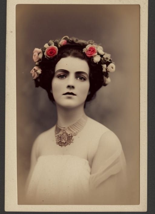 vintage photograph of a bride, hand-colored  by @weisearts