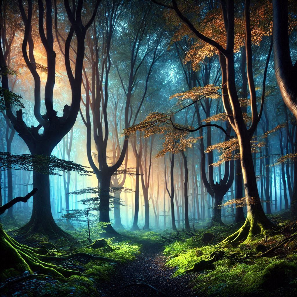 Enchanted glowing forest