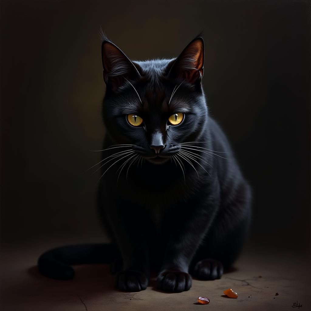 a mysterious black cat