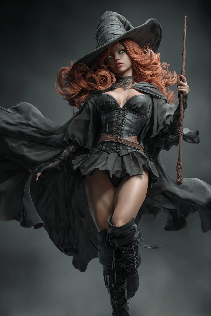 3D Dark Witch Midjourney