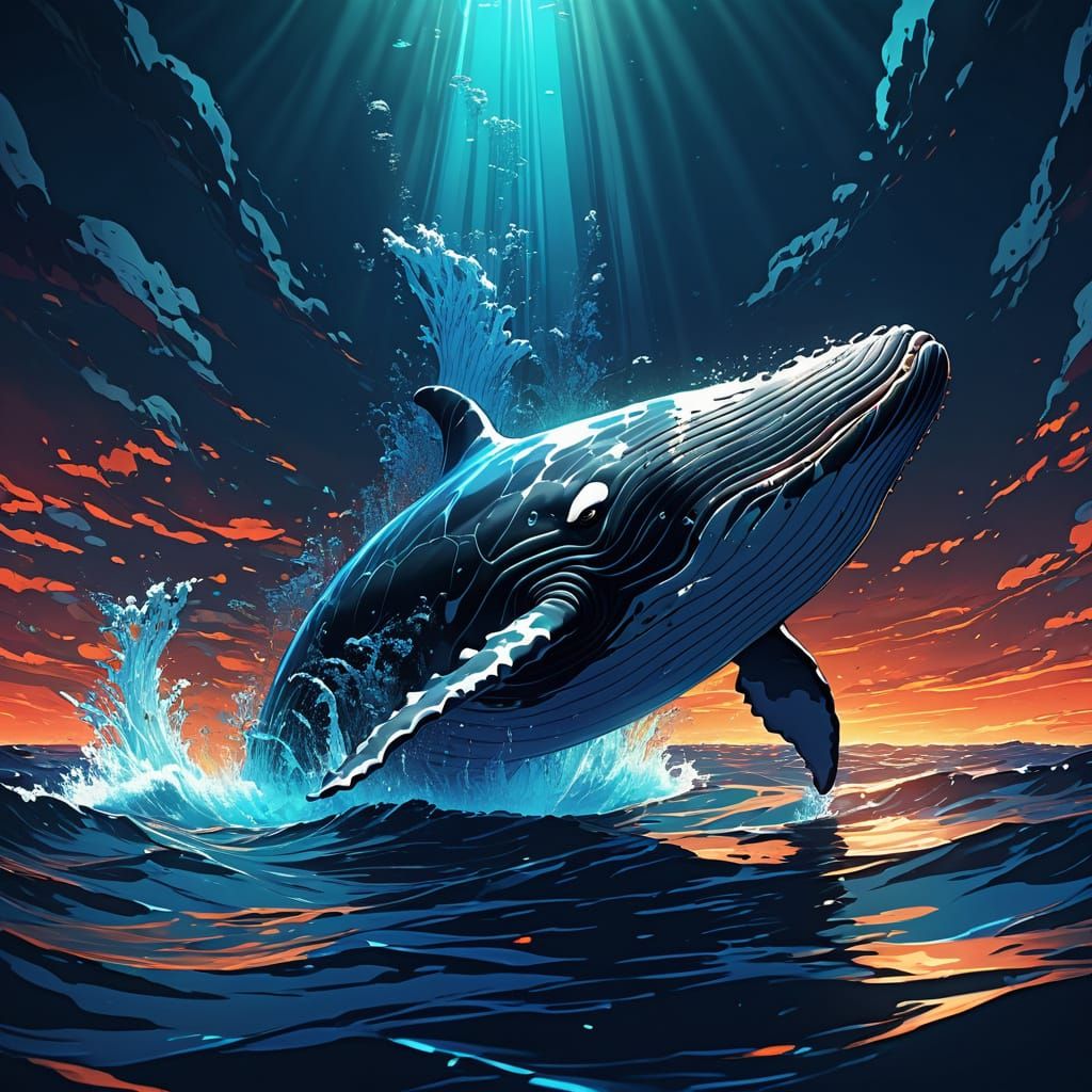 Majestic Whale in Vibrant Ocean Depths