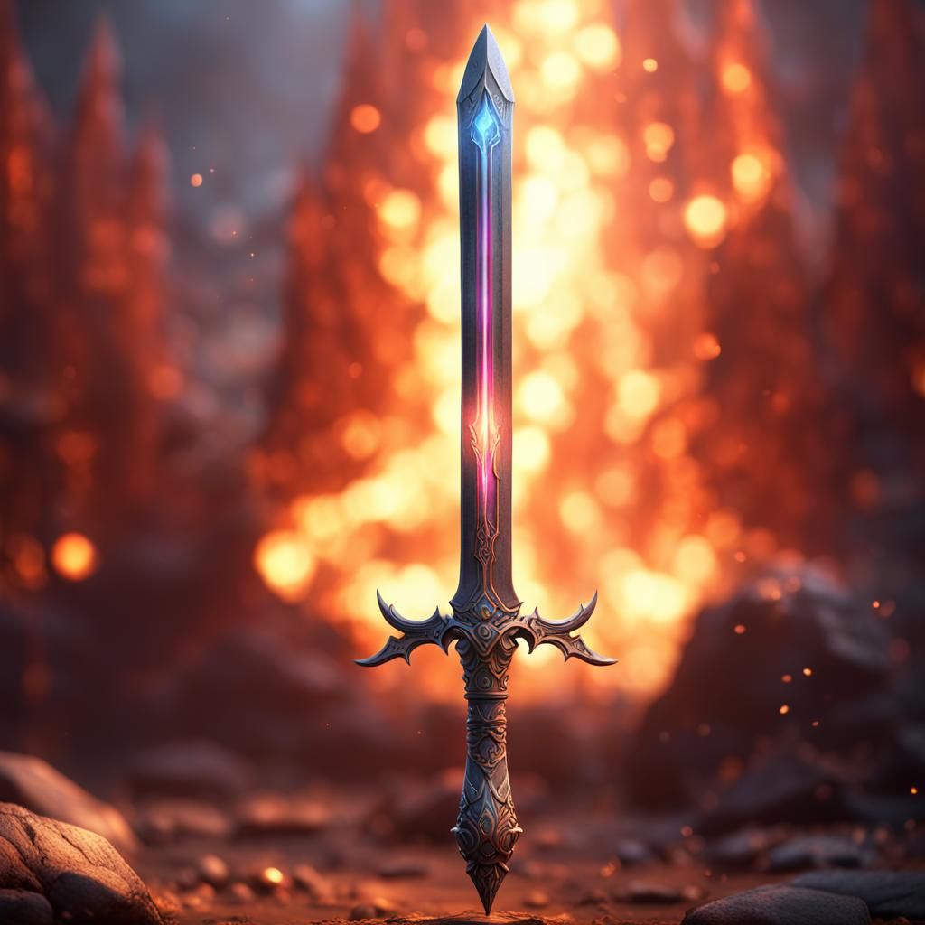 weapon sword made from fire and crystal light - AI Generated Artwork ...