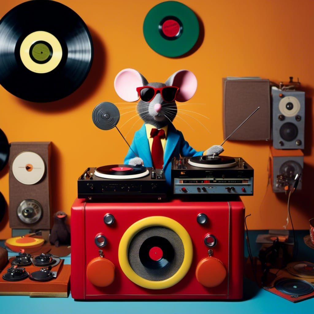 8k, photograph, hasselblad, (stop-motion puppets of a tall mouse and a ...