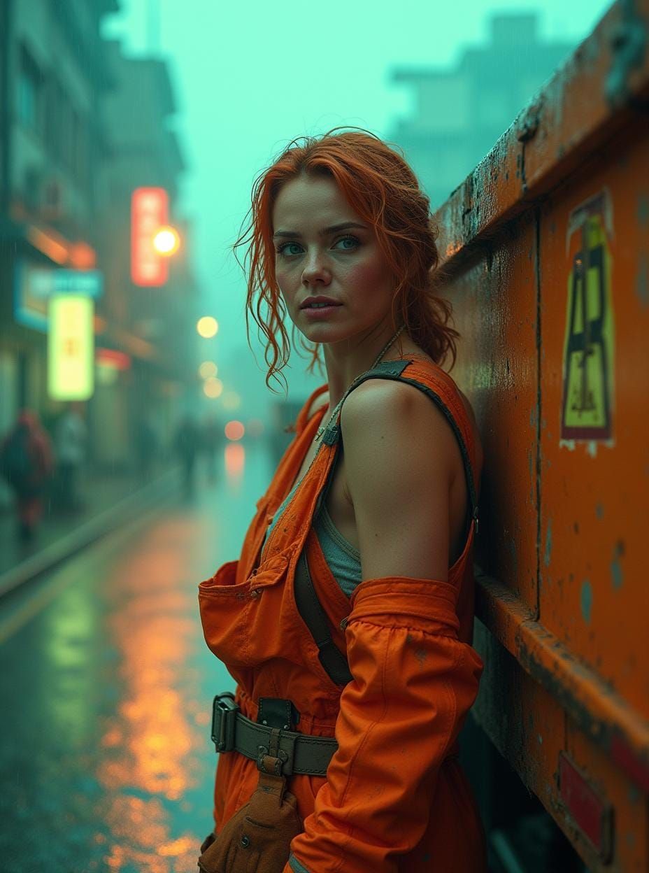 Orange & Green Garbage collector 01