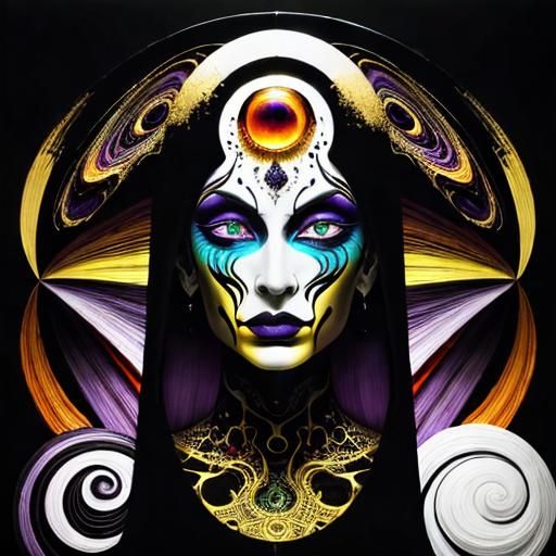 Gorgeous Glorious, Orbital, Organic, Visceral, Dada, Hyper-realism, Expressionist, Abstract, Calligraphy, Psychedelic, Fine detail, Dark sha...