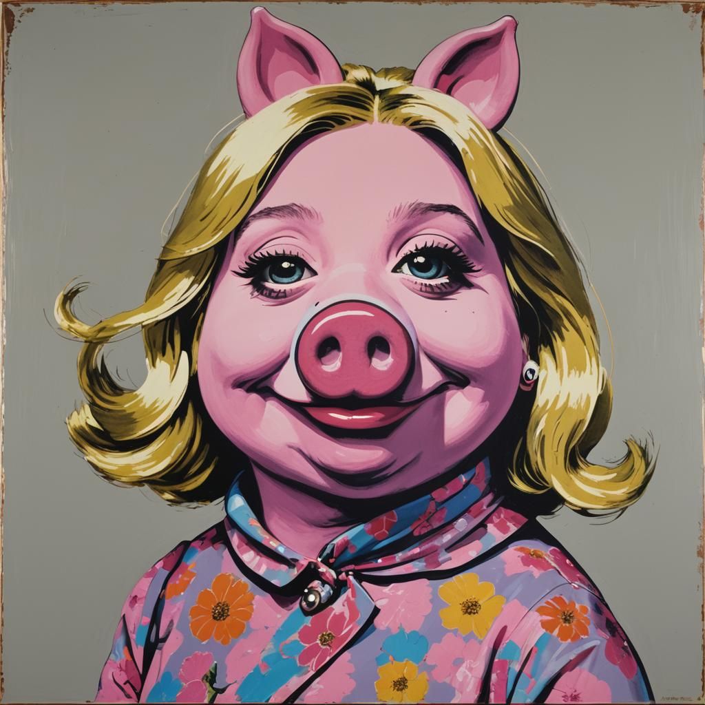 Portrait of Miss-Piggy painted in the Syle of Andy Warhol - AI ...