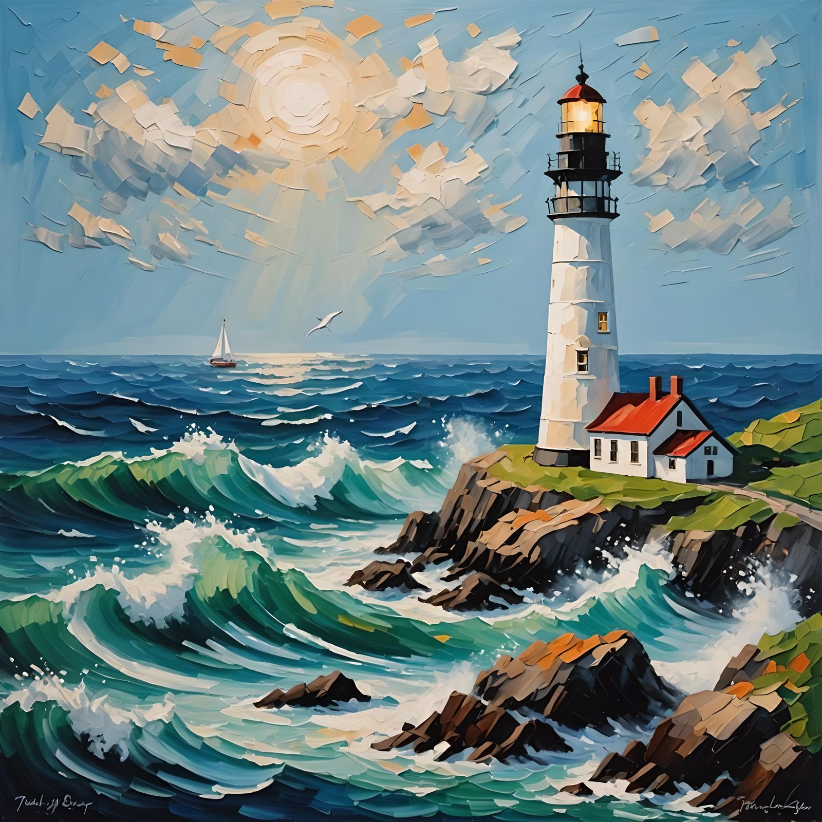 Impasto lighthouse - AI Generated Artwork - NightCafe Creator