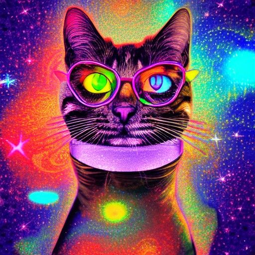 psychedelic cat smoking weed