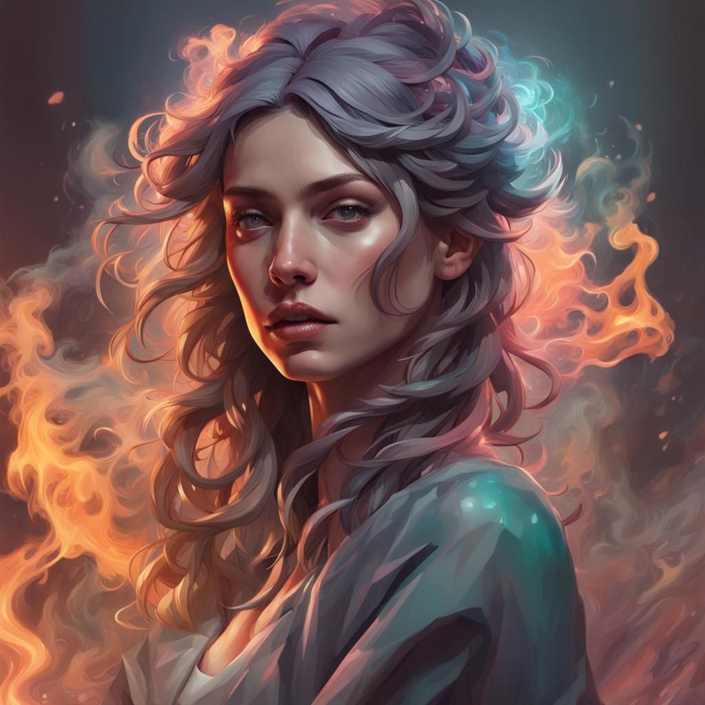 Smoky Portrait in Hyperdetailed Digital Art Style