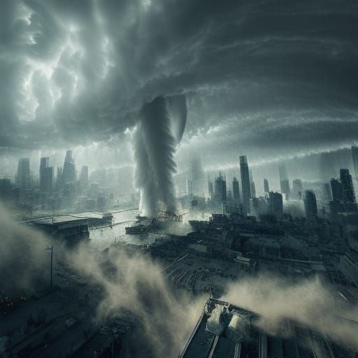 Tornado destroying factory