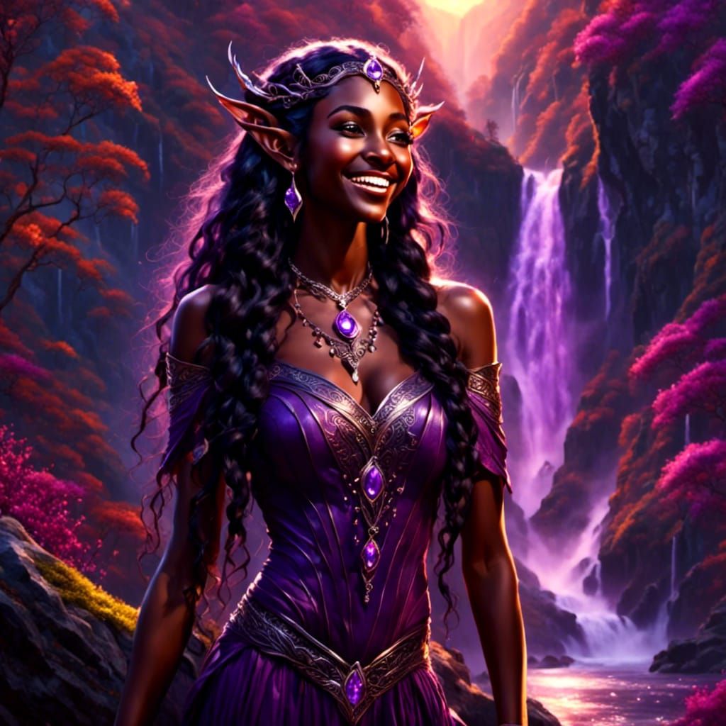 Elf by the Waterfall - purple, 11