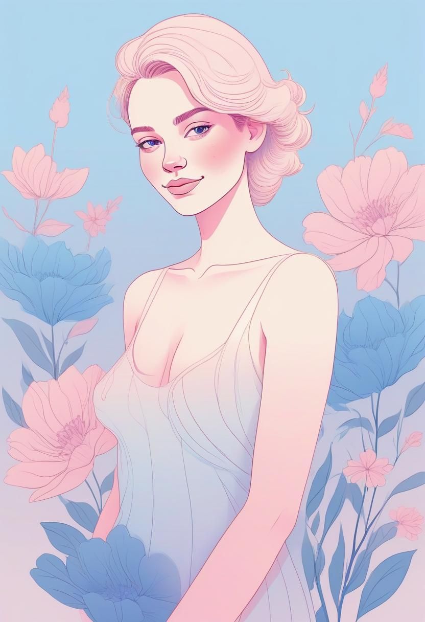 Lady & Flowers (Vector illustration)