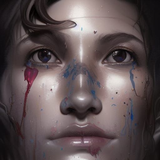 Sorrowful Portrait in Art Nouveau Style