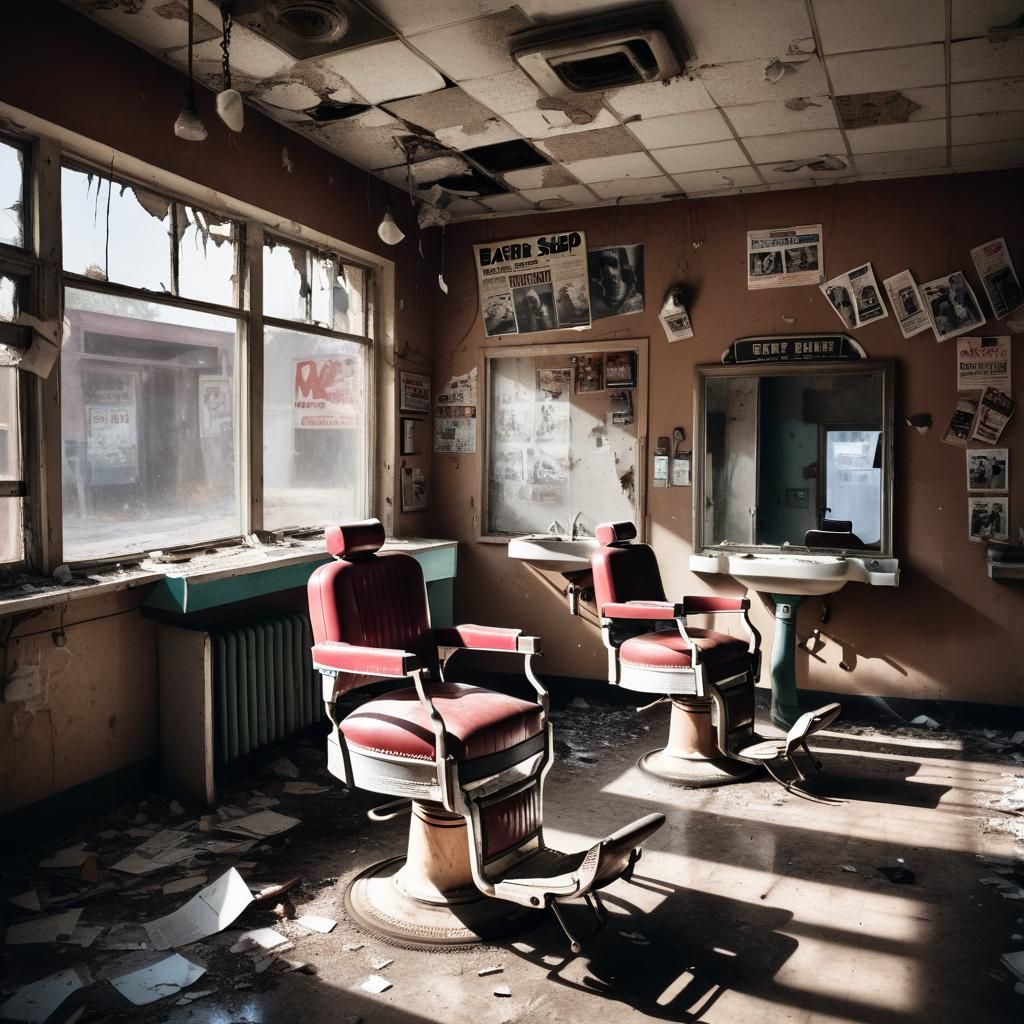 An abandoned barber shop - AI Generated Artwork - NightCafe Creator