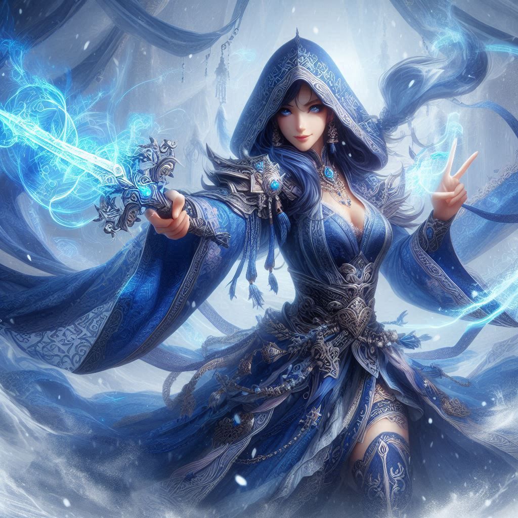 Blue Lady warrior by DALL-E 3 (04)