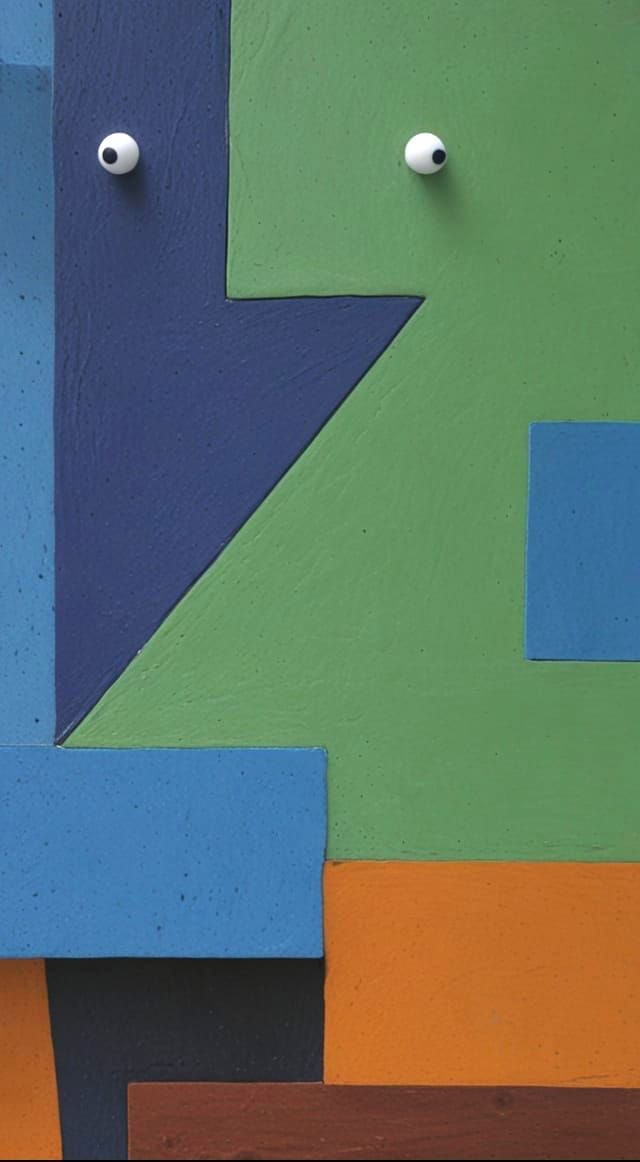 Eccentric Blue Ceramic Sculpture with Googly Eyes